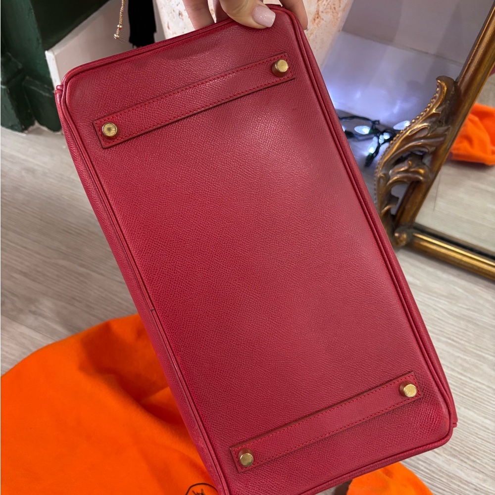 Authentic HERMES birkin 35 courchevel leather vermillion red satchel - Picture 5 of 16